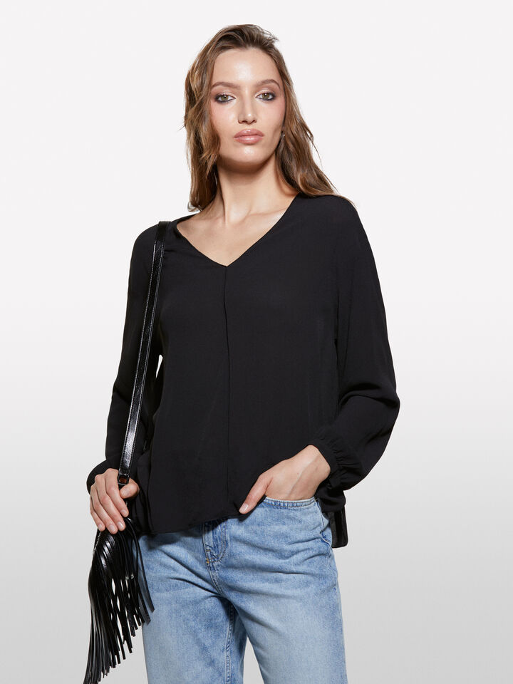 Black oversized blouse - women's blouses - Black | Sisley image number 3